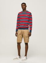 Men Multi Pepe Jeans Striped Print Cotton Jersey 60J40861 - Image 2