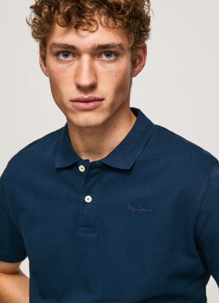 Men Navy Pepe Jeans Logo T-Shirt 60J401078
