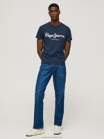 Men Navy Pepe Jeans Short-Sleeved Cotton T-Shirt 60J401005 - Image 4