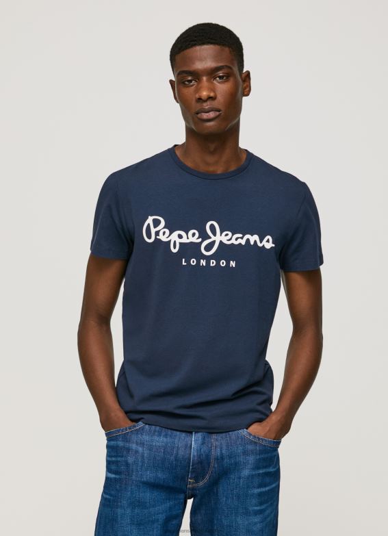 men_navy_pepe_jeans_short_sleeved_cotton_t_shirt_60j401005.jpg Men Navy Pepe Jeans Short-Sleeved Cotton T-Shirt 60J401005 - Image 1