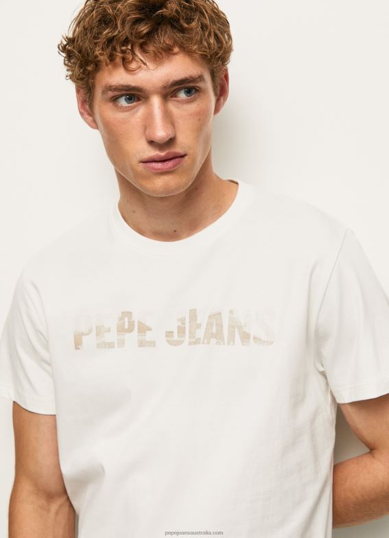 men_off_white_pepe_jeans_logo_print_t_shirt_60j40961.jpg Men Off White Pepe Jeans Logo Print T-Shirt 60J40961 - Image 1