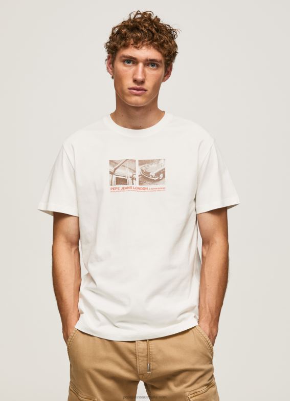 men_off_white_pepe_jeans_photo_print_t_shirt_60j40988.jpg Men Off White Pepe Jeans Photo Print T-Shirt 60J40988 - Image 1