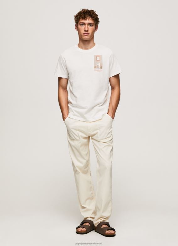 men_off_white_pepe_jeans_photo_print_t_shirt_60j40990.jpg Men Off White Pepe Jeans Photo Print T-Shirt 60J40990 - Image 1