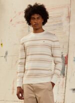 Men Off White Pepe Jeans Striped Print Cotton Jersey 60J40866