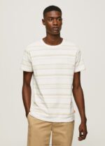 Men Off White Pepe Jeans Striped Print T-Shirt 60J40994