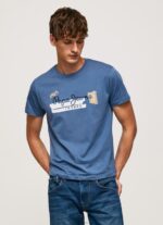 Men Ozzy Pepe Jeans Cotton T-Shirt With Brushes Logo 60J40929