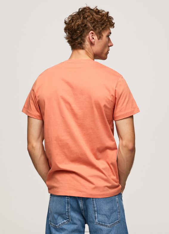 Men Squash Orange Pepe Jeans Logo Print T-Shirt 60J40991 - Image 4