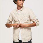 Men Stone Pepe Jeans Regular Fit Poplin Cotton Shirt 60J401042