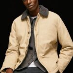 Men Stone Pepe Jeans Short Puffer Canvas Jacket 60J40838