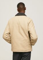 Men Stone Pepe Jeans Short Puffer Canvas Jacket 60J40838 - Image 5