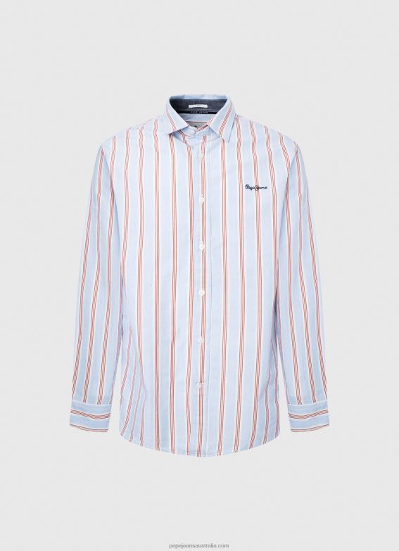 Men Studio Red Pepe Jeans Lister Fil-A-Fil Slim Fit Shirt 60J401065 - Image 5