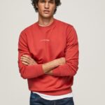 Men Studio Red Pepe Jeans Logo Printed Cotton Sweatshirt 60J40906