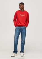 Men Studio Red Pepe Jeans Printed Logo Cotton Jumper 60J40890 - Image 2