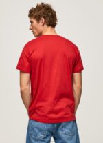 Men Studio Red Pepe Jeans Printed Logo Cotton T-Shirt 60J401016 - Image 4