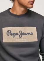 Men Washed Black Pepe Jeans Embroidered Logo Cotton Jumper 60J40872 - Image 3