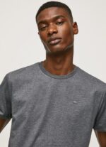 Men Washed Black Pepe Jeans Embroidered Logo T-Shirt 60J40976