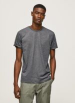 Men Washed Black Pepe Jeans Embroidered Logo T-Shirt 60J40976 - Image 3