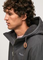 Men Washed Black Pepe Jeans Fleece Lining Jacket 60J40836 - Image 3