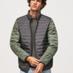 Men Washed Black Pepe Jeans Padded Down Jacket 60J40837