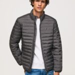 Men Washed Black Pepe Jeans Padded Down Jacket 60J40839