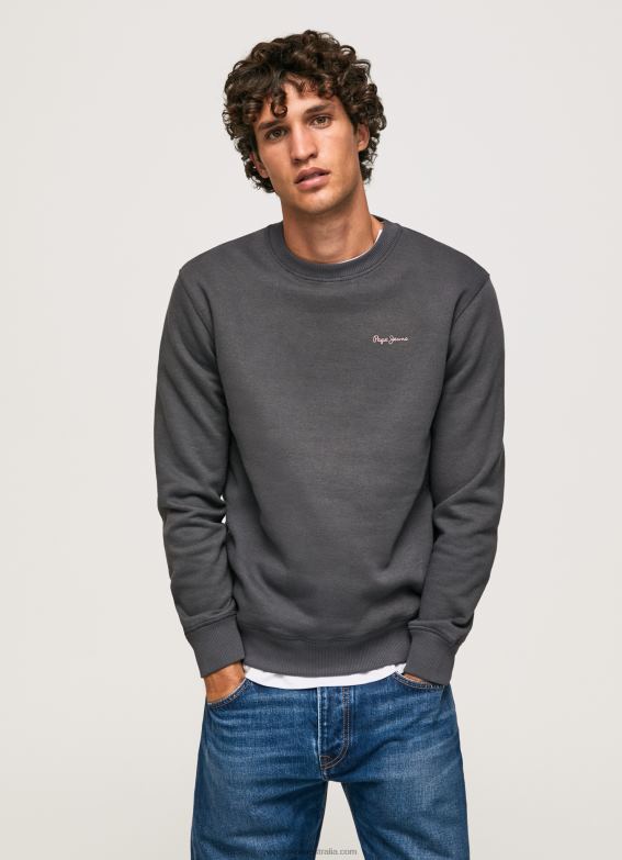 men_washed_black_pepe_jeans_photo_print_jumper_60j40885.jpg Men Washed Black Pepe Jeans Photo Print Jumper 60J40885 - Image 1