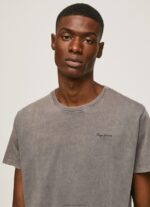 Men Washed Black Pepe Jeans Printed Logo Cotton T-Shirt 60J40927