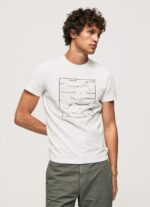 Men White Pepe Jeans Cotton Graphic T-Shirt 60J40940