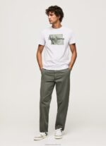 Men White Pepe Jeans Cotton Logo T-Shirt 60J40938 - Image 2