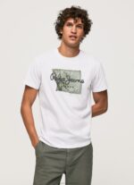 Men White Pepe Jeans Cotton Logo T-Shirt 60J40938