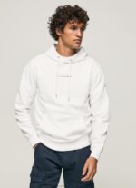 Men White Pepe Jeans Hooded Cotton Jumper 60J40910