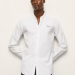 Men White Pepe Jeans Lisselton Striped Dobby Shirt 60J401064