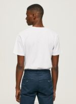 Men White Pepe Jeans Logo Print T-Shirt 60J40953 - Image 4