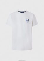 Men White Pepe Jeans Logo Print T-Shirt 60J40953 - Image 5