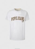 Men White Pepe Jeans Logo Print T-Shirt 60J40970 - Image 5