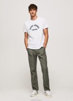 Men White Pepe Jeans Logo Print T-Shirt 60J40982 - Image 2