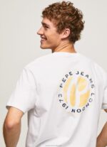Men White Pepe Jeans Logo Print T-Shirt 60J40997 - Image 3
