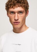 Men White Pepe Jeans Logo Printed Cotton Sweatshirt 60J40897 - Image 3