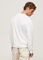 Men White Pepe Jeans Logo Printed Cotton Sweatshirt 60J40897 - Image 4