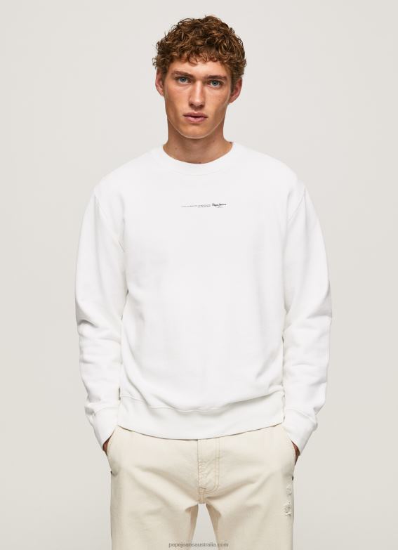 men_white_pepe_jeans_logo_printed_cotton_sweatshirt_60j40897.jpg Men White Pepe Jeans Logo Printed Cotton Sweatshirt 60J40897 - Image 1