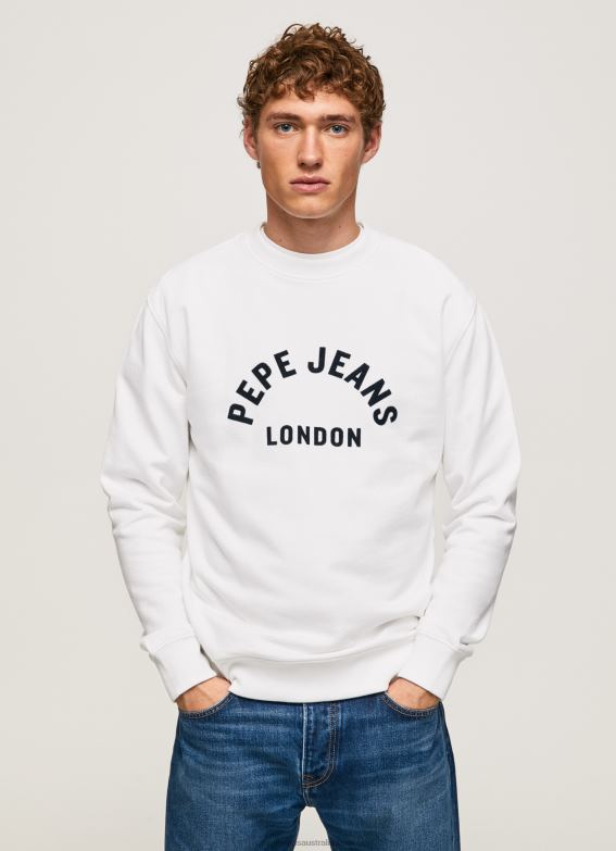 men_white_pepe_jeans_logo_printed_sweatshirt_60j40901.jpg Men White Pepe Jeans Logo Printed Sweatshirt 60J40901 - Image 1