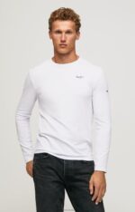 Men White Pepe Jeans Long-Sleeved Cotton T-Shirt 60J401007 - Image 3