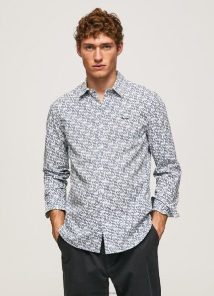 Men White Pepe Jeans Lou Slim Fit Poplin Shirt 60J401070