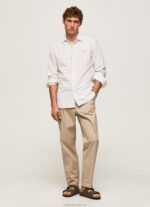 Men White Pepe Jeans Lynton Regular Fit Oxford Shirt 60J401034 - Image 2