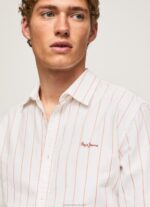 Men White Pepe Jeans Lynton Regular Fit Oxford Shirt 60J401034 - Image 3