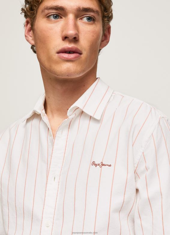 Men White Pepe Jeans Lynton Regular Fit Oxford Shirt 60J401034 - Image 3