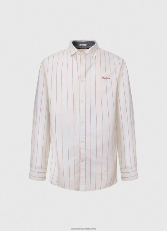 Men White Pepe Jeans Lynton Regular Fit Oxford Shirt 60J401034 - Image 5