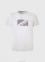 Men White Pepe Jeans Marbled Logo Print T-Shirt 60J40987 - Image 5