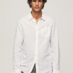 Men White Pepe Jeans Parker Long Sleeved Shirt 60J401073