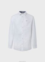 Men White Pepe Jeans Parker Long Sleeved Shirt 60J401073 - Image 5