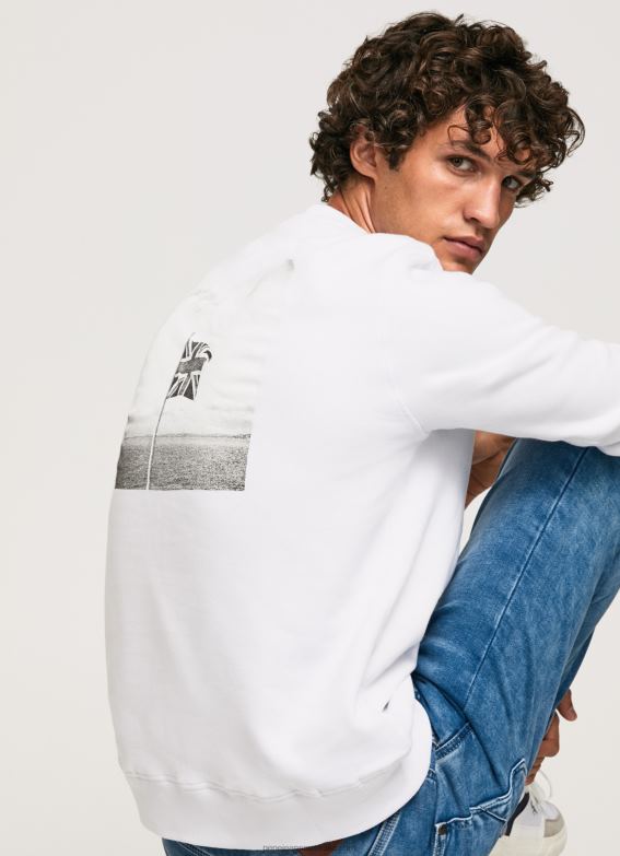 men_white_pepe_jeans_photo_print_jumper_60j40867.jpg Men White Pepe Jeans Photo Print Jumper 60J40867 - Image 1